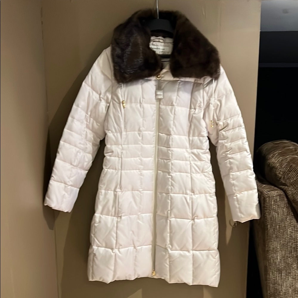 Laundry by Design Women’s Quilted Down  Coat with Detachable Faux Fur Collar NEW